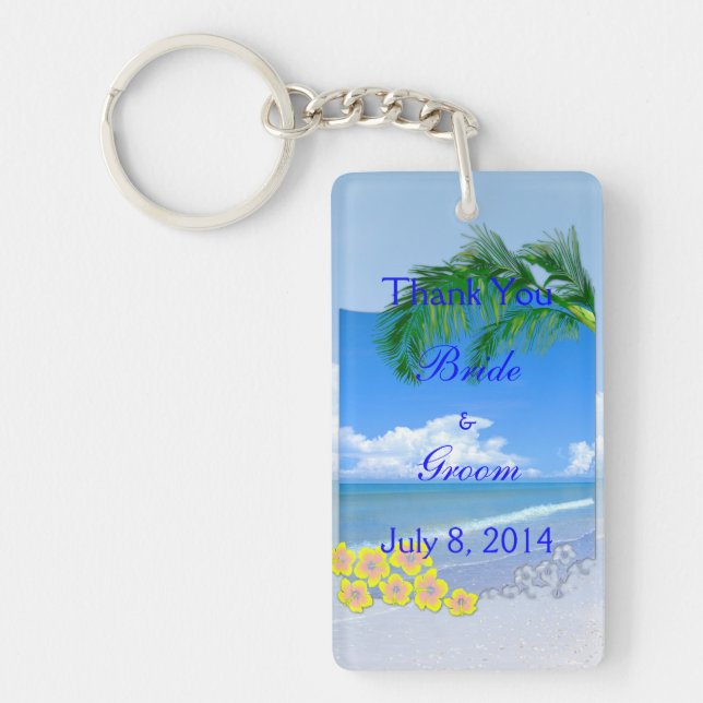 Porte-clés Merci Mariage Plage Et Ciel Bleu (Devant)