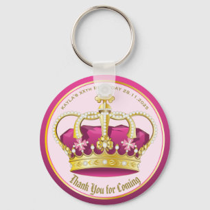Porte-clés Merci pour l'arrivée Pearl Crown Gold Rose Girly