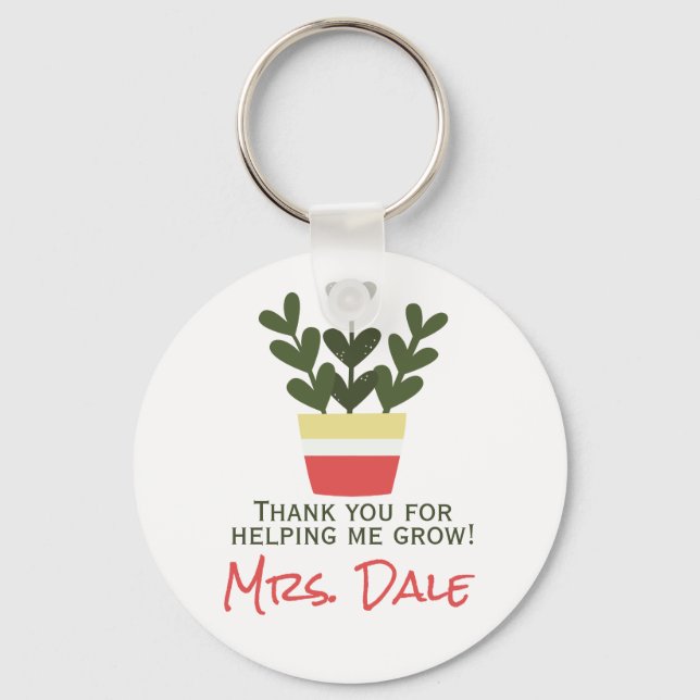 Porte-clés Merci Pour M'Aider À Croître | Enseignant (Recto)