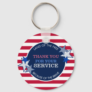 Porte-clés Merci pour vos vétérans de service Stars Stripes