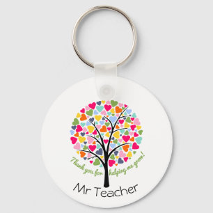 Porte-clés Merci professeur arc-en-ciel cadeau arbre coeur