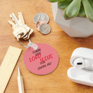 Porte-clés « Merci SEIGNEUR JÉSUS de m'avoir sauvé ! » Rose