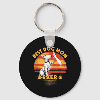 Porte-clés Mère Bull Terrier Rétro Coucher de Soleil Drôle Fê
