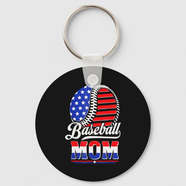 Porte-clés Mère de baseball Drapeau américain Mère (Recto)