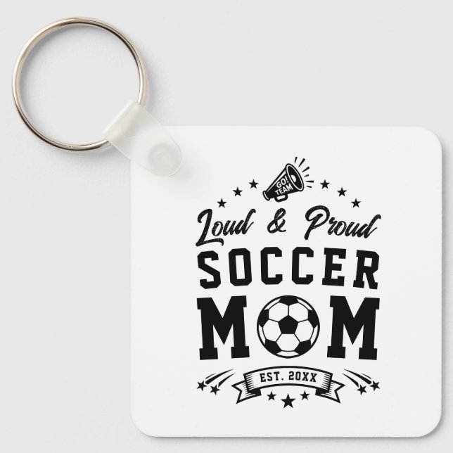 Porte-clés Mère de footballeuse fière et bruyante (Recto)