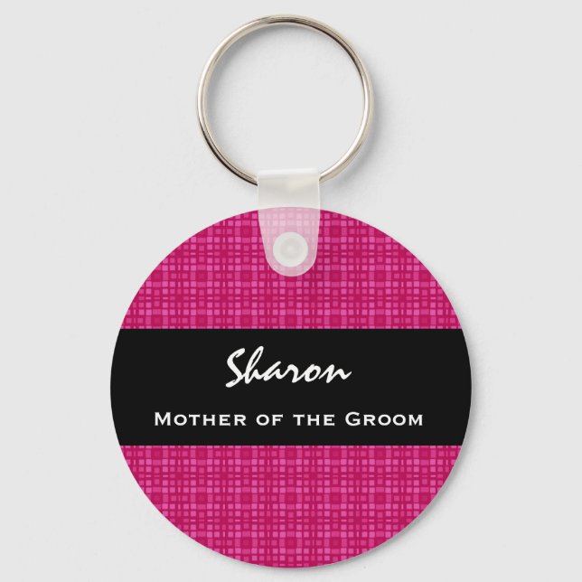 Porte-clés Mère de la salle de mariage Faveur rose et noir (Recto)
