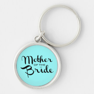 Porte-clés Mère de mariée Retro Script noir sur Aqua