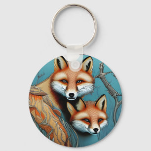 Porte-clés Mère et bébé Fox