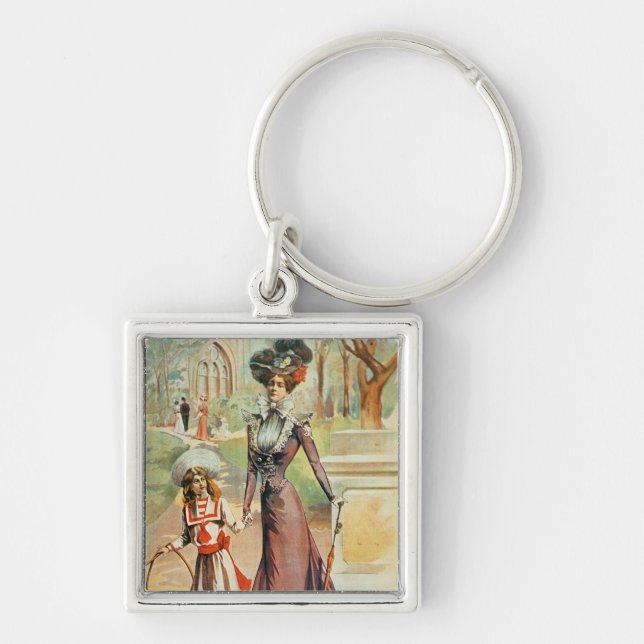 Porte-clés Mère et fille sur une promenade (litho de couleur) (Devant)