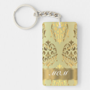 Porte-clés Mère personnalisée damas d'or