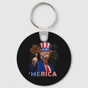 Porte-clés Merica 4 juillet amusant feu d'artifice Trump Indé