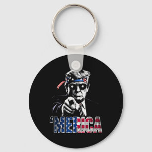 Porte-clés Merica Amérique Drôle Trump 4 Juillet 