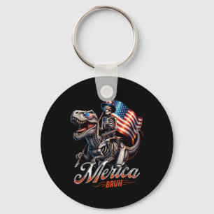 Porte-clés Merica Bruh Patriotique Squelette Dinosaure T Rex