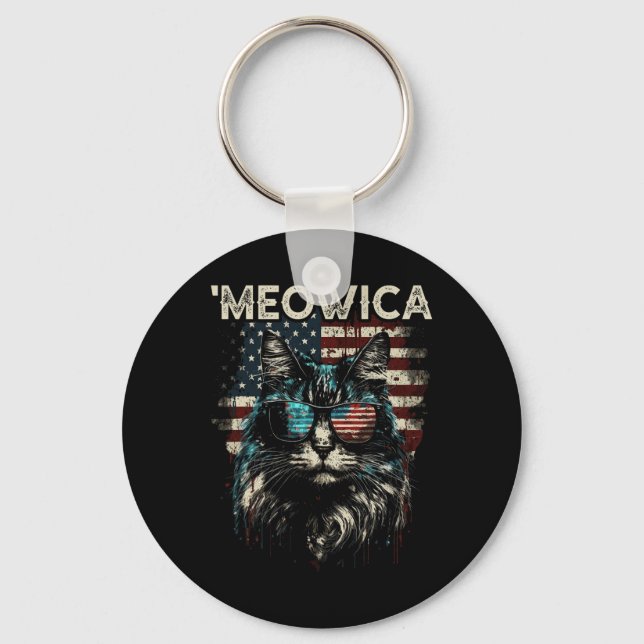 Porte-clés Merica Patriotique Maine Coon Chat (Recto)