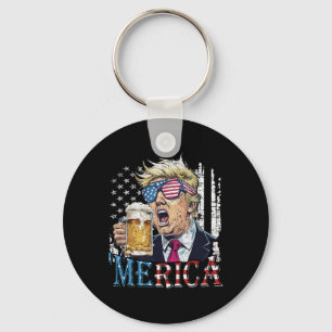 Porte-clés Merica Trump 4 juillet drôle de bière hommes W