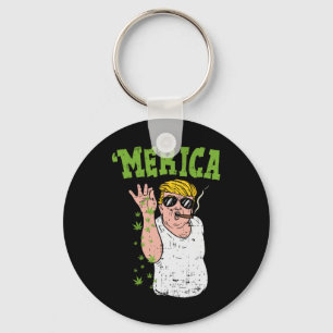 Porte-clés Merica Trump Bae Fumer mauvaise herbe drôle Stoner