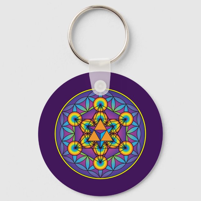 Porte-clés Merkaba du Cube de Metatron sur Flower of Life (Recto)