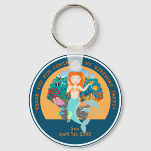 Porte-clés Mermaid  and dolphins under the sea birthday party