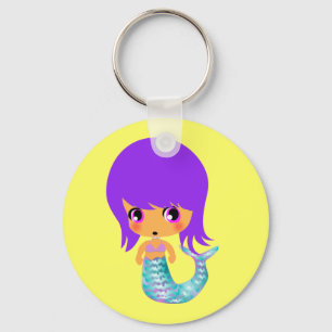 Porte-clés mermaid magique chibi cheveux violets