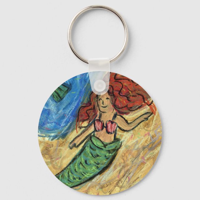 Porte-clés Mermaid Pastel Custom Art Keychains (Recto)