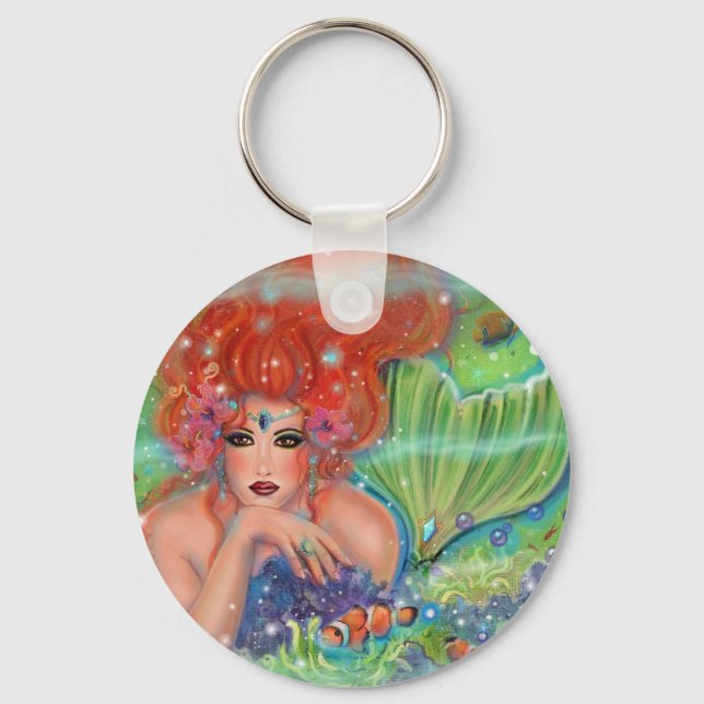 Porte-clés Mermaid with tropical fish art by Renee Lavoie   (Recto)
