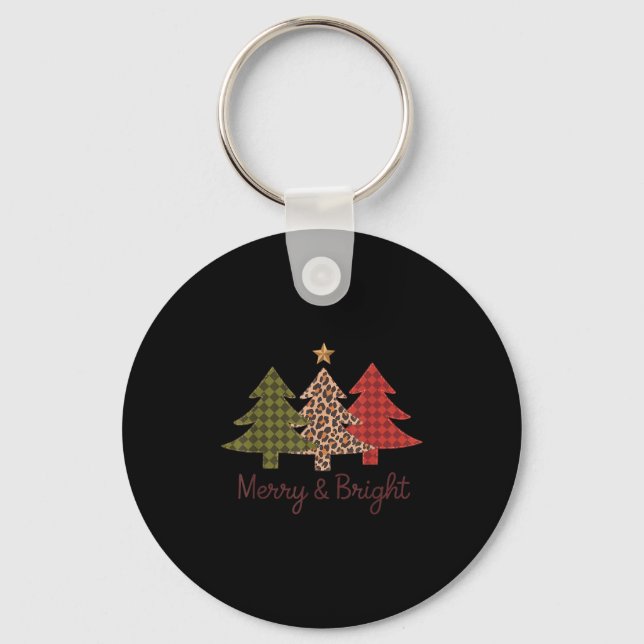 Porte-clés Merry &amp; Bright Plaid Leopard Christmas Tree Xm (Recto)