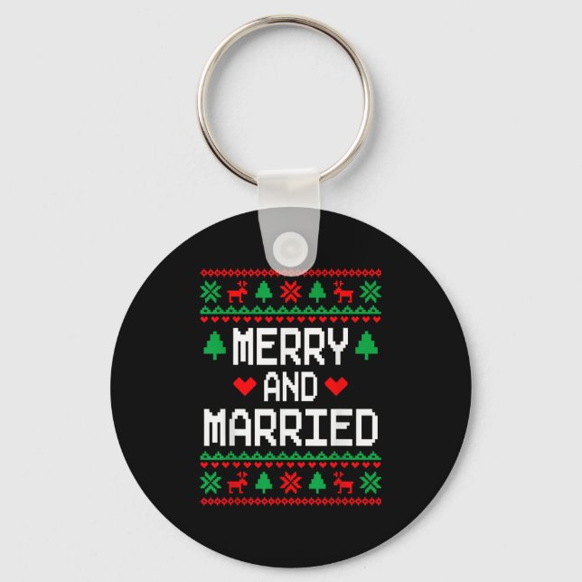 Porte-clés Merry And Married Couples Matching Ugly Christmas  (Recto)