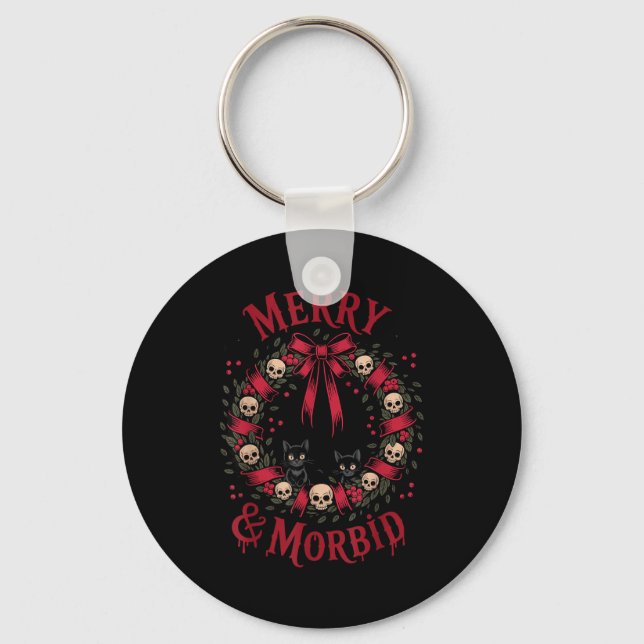 Porte-clés Merry And Morbid Christmas Funny Cute Cats Goth Cr (Recto)