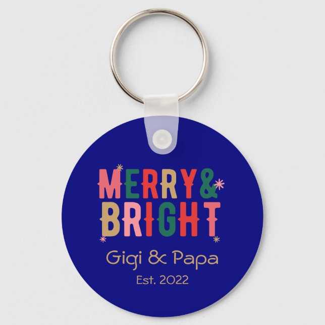 Porte-clés Merry & Bright Gigi & Papa Grand-parents Cadeau (Recto)