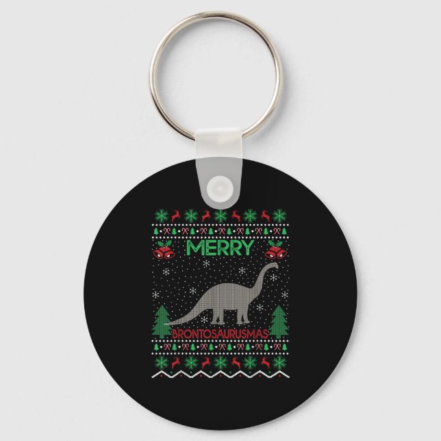 Porte-clés Merry Brontosaurus Xmas Gift Ugly Brontosaurus Chr (Recto)