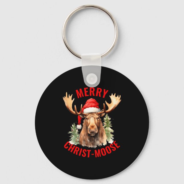 Porte-clés Merry Christ Moose Funny Christmas Moose  (Recto)