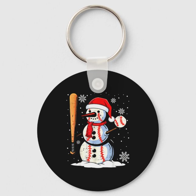 Porte-clés Merry Christmas Baseball Snowman Holiday Srts Xmas (Recto)