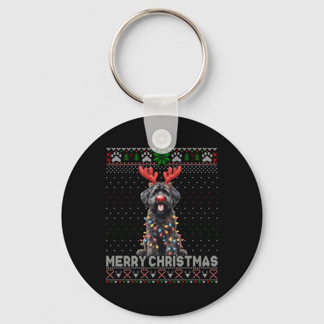 Porte-clés Merry Christmas Black Ao Dog Lover Ugly Xmas T Shi (Recto)