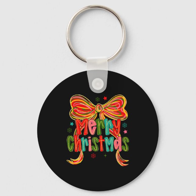Porte-clés Merry Christmas Coquette Bow Christmas Women Girls (Recto)