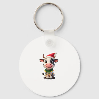 Porte-clés Merry Christmas Cow Santa Christmas Lights Cow Xma