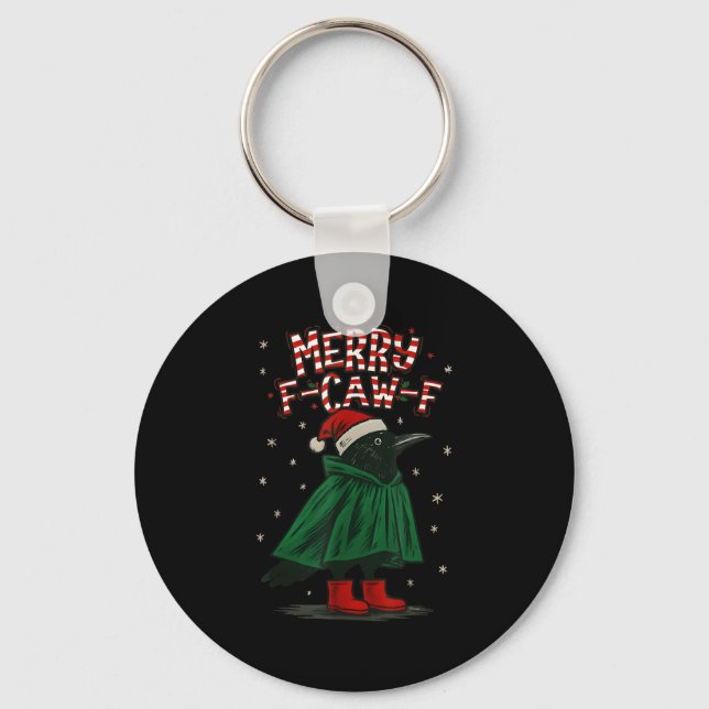 Porte-clés Merry Christmas F-caw-f Crow Santa Black Bird Xmas (Recto)