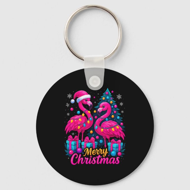 Porte-clés Merry Christmas Flamingo Xmas  (Recto)