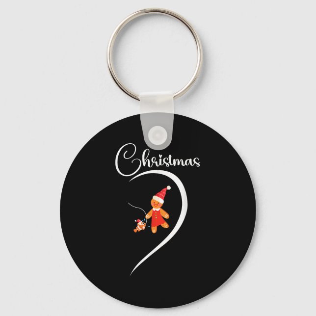 Porte-clés Merry Christmas Gingerbread Fishing Lover Couple C (Recto)