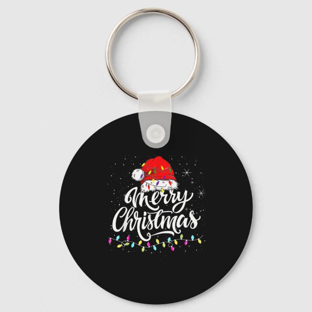 Porte-clés Merry Christmas Lights Santa Hat Xmas Family Match (Recto)