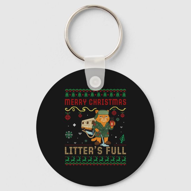 Porte-clés Merry Christmas Litter’s Full Funny Cat Xmas Ugly  (Recto)