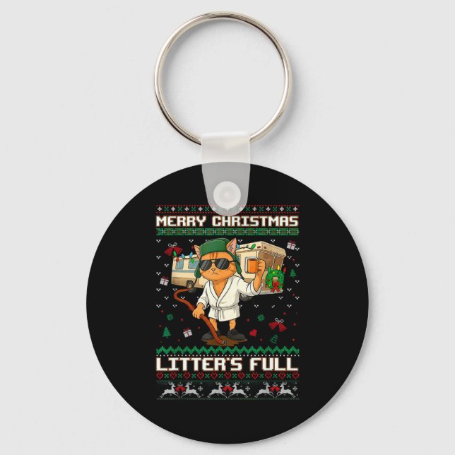 Porte-clés Merry Christmas Litter's Full Funny Cat Ugly Xmas  (Recto)