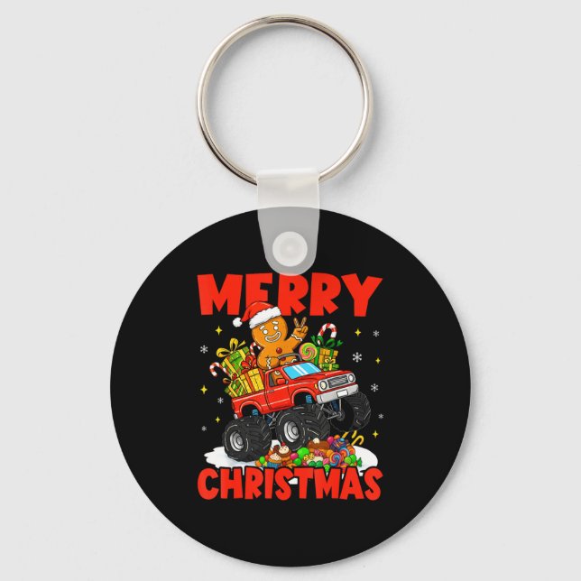 Porte-clés Merry Christmas Monster Truck Funny Gingerbread Me (Recto)