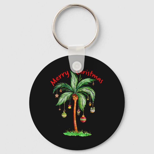 Porte-clés Merry Christmas Palm Tree Hawaii Hawaiian Tropical (Recto)