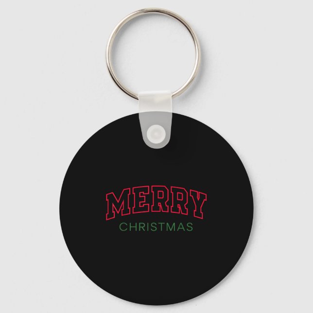 Porte-clés Merry Christmas Red Green Athletic Text Family San (Recto)