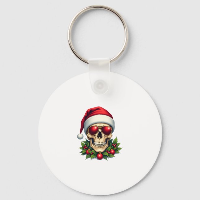Porte-clés Merry Christmas Sugar Skull Santa Hat Family Xmas  (Recto)