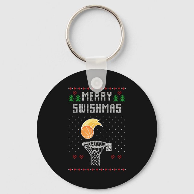 Porte-clés Merry Christmas Swishmas Basketball Xmas Gift Ugly (Recto)