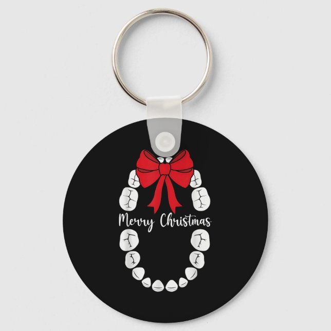 Porte-clés Merry Christmas Teeth Wreath Dental Christmas Shir (Recto)