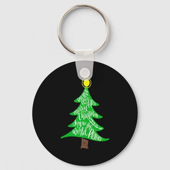 Porte-clés Merry Christmas Tree Tygraphy For Men Women Kid  (Recto)