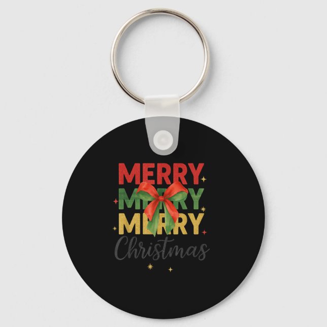 Porte-clés Merry Christmas Triple Merry Bow Tygraphy Red Gree (Recto)