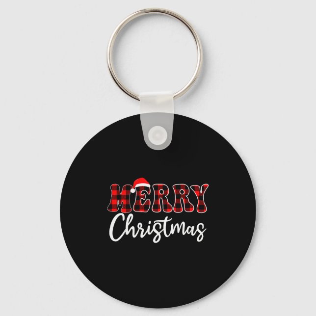 Porte-clés Merry Christmas With Black And Red Plaid Family Me (Recto)